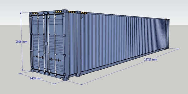 kích thước container 45 feet